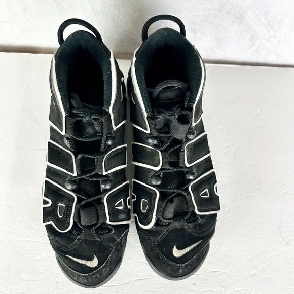 Nike Air More Uptempo Shoes Men's Size 10.5 414962-002 Black White Suede 2020 - Picture 6 of 8